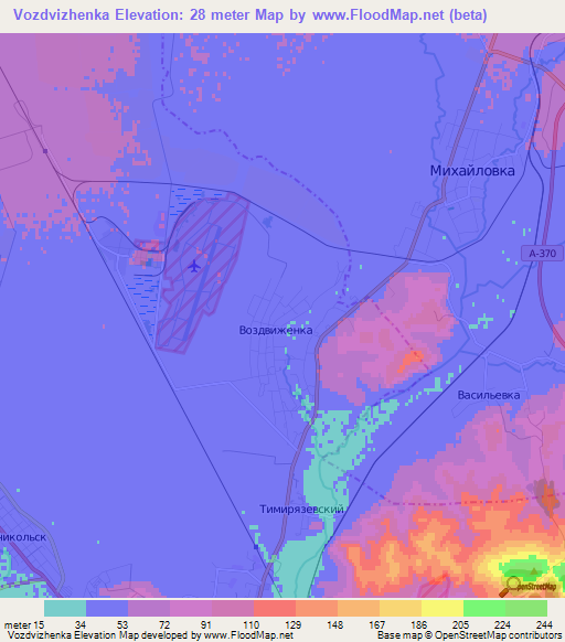 Vozdvizhenka,Russia Elevation Map