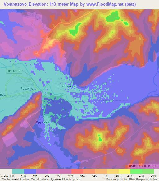 Vostretsovo,Russia Elevation Map