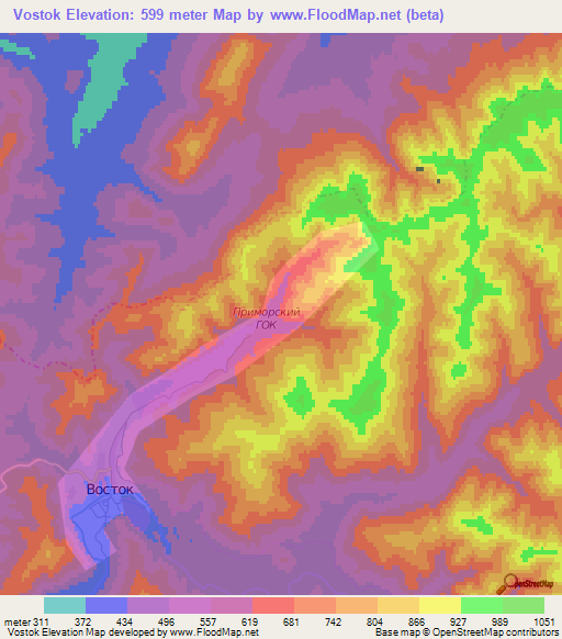 Vostok,Russia Elevation Map