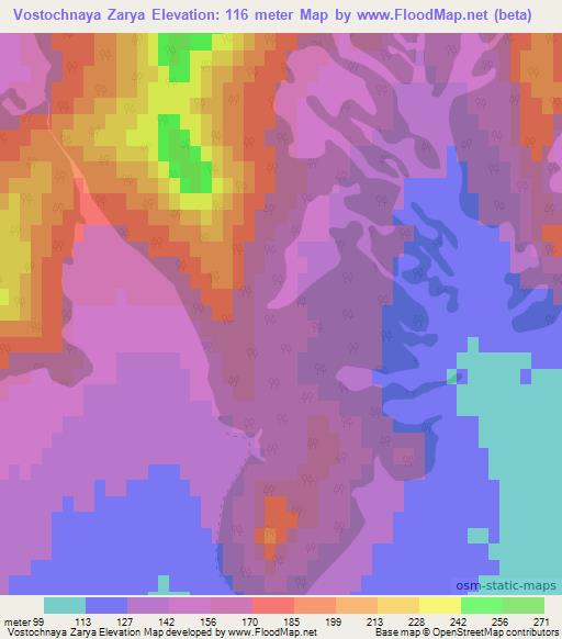 Vostochnaya Zarya,Russia Elevation Map