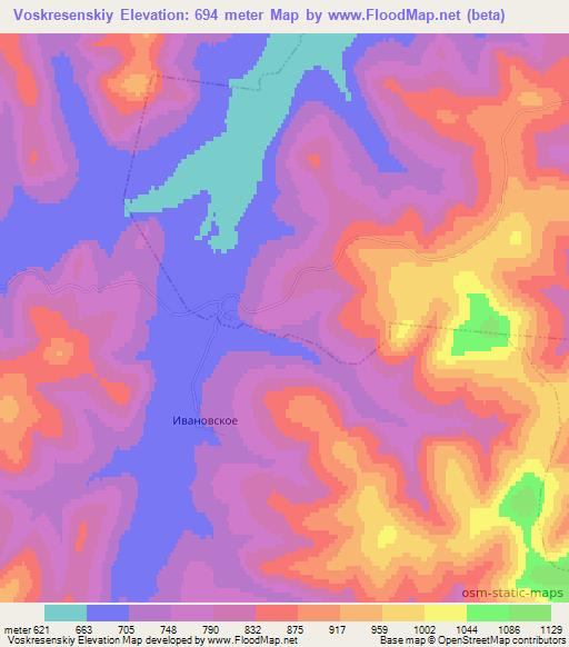 Voskresenskiy,Russia Elevation Map