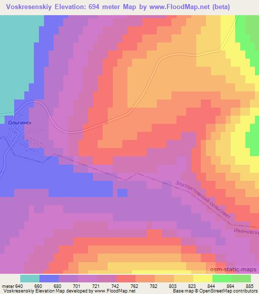 Voskresenskiy,Russia Elevation Map