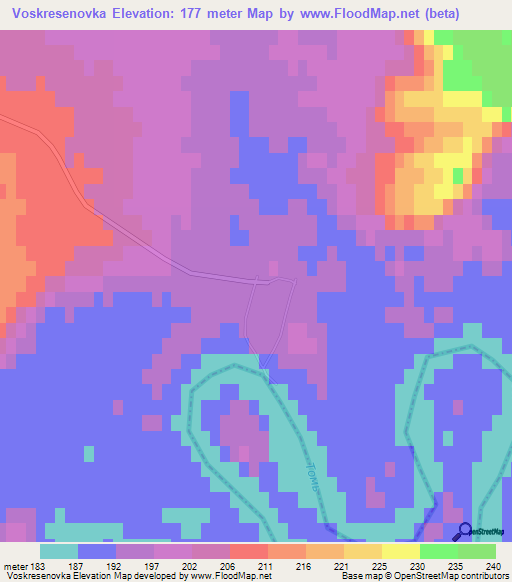 Voskresenovka,Russia Elevation Map