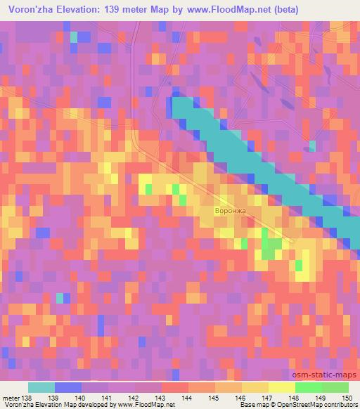 Voron'zha,Russia Elevation Map