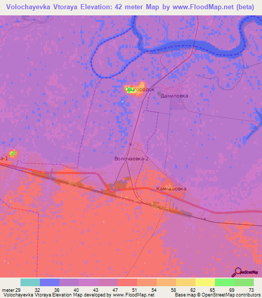 Volochayevka Vtoraya,Russia Elevation Map