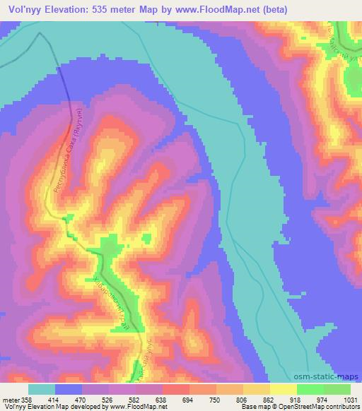 Vol'nyy,Russia Elevation Map