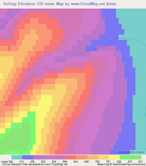 Vol'nyy,Russia Elevation Map