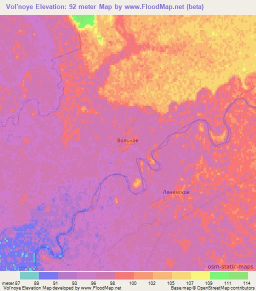 Vol'noye,Russia Elevation Map