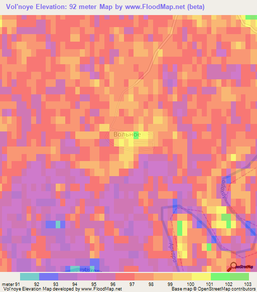 Vol'noye,Russia Elevation Map