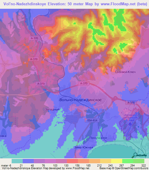 Vol'no-Nadezhdinskoye,Russia Elevation Map