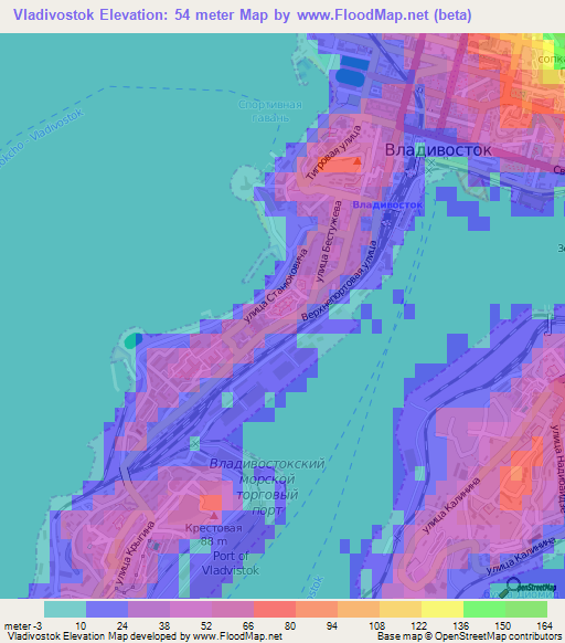 Vladivostok,Russia Elevation Map