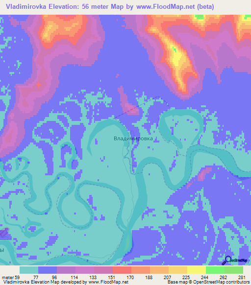 Vladimirovka,Russia Elevation Map