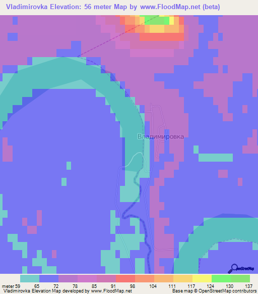 Vladimirovka,Russia Elevation Map