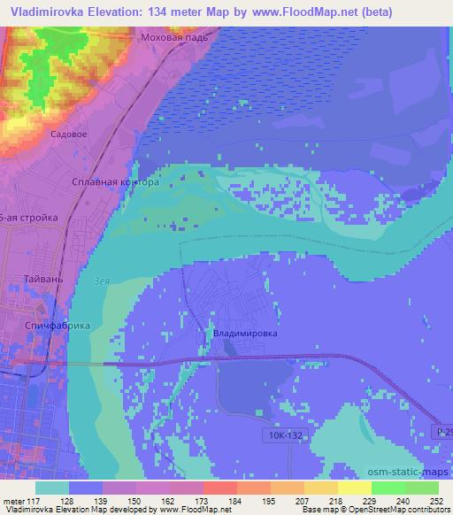 Vladimirovka,Russia Elevation Map