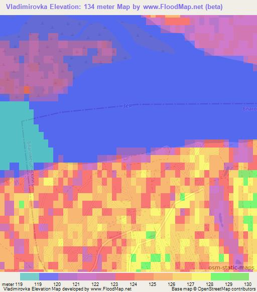 Vladimirovka,Russia Elevation Map