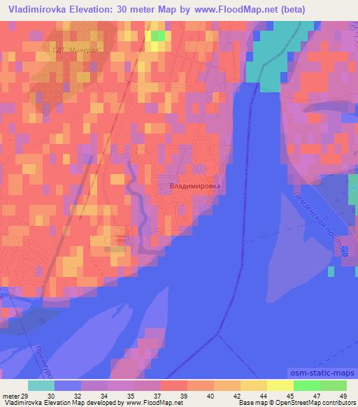Vladimirovka,Russia Elevation Map