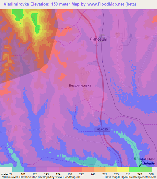 Vladimirovka,Russia Elevation Map