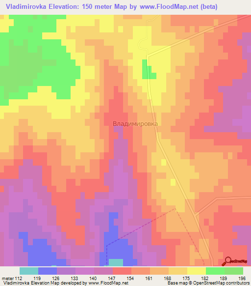 Vladimirovka,Russia Elevation Map