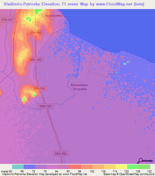 Vladimiro-Petrovka,Russia Elevation Map