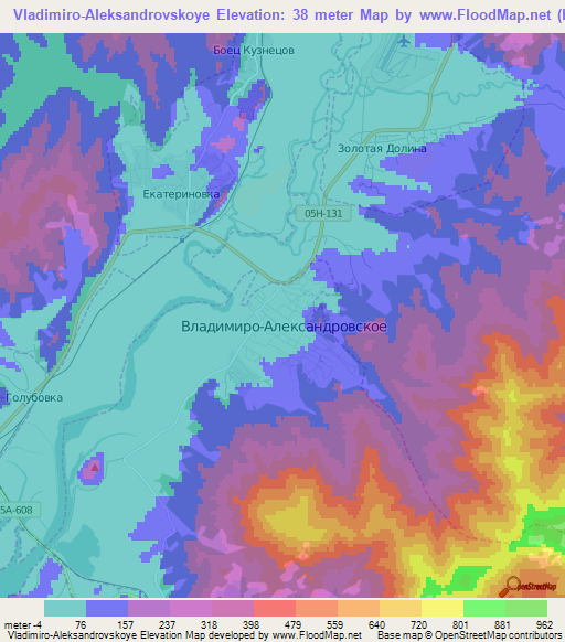 Vladimiro-Aleksandrovskoye,Russia Elevation Map