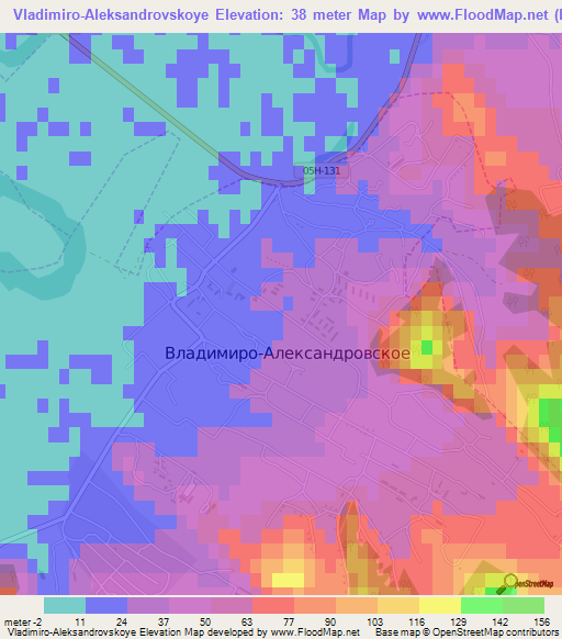 Vladimiro-Aleksandrovskoye,Russia Elevation Map