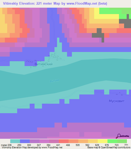 Vitimskiy,Russia Elevation Map