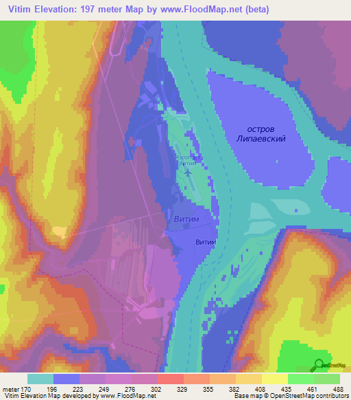 Vitim,Russia Elevation Map