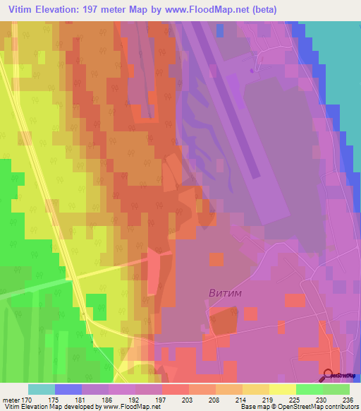 Vitim,Russia Elevation Map