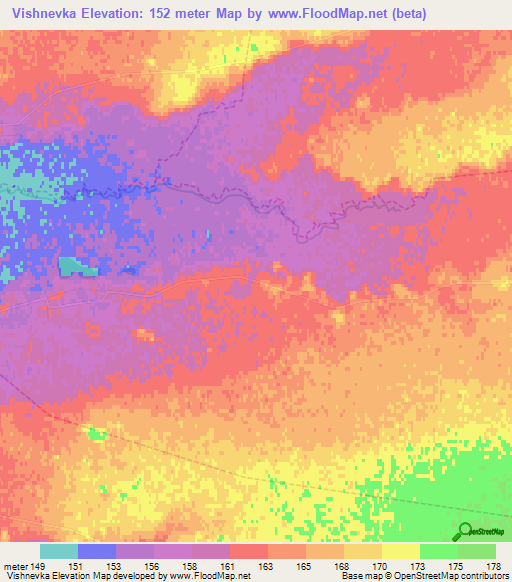 Vishnevka,Russia Elevation Map