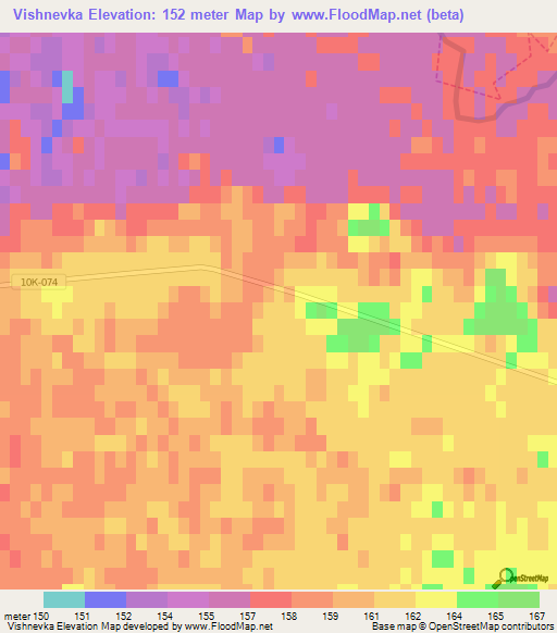 Vishnevka,Russia Elevation Map