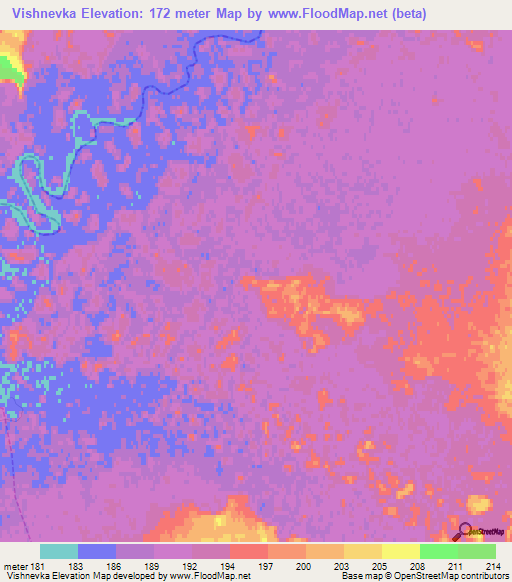 Vishnevka,Russia Elevation Map