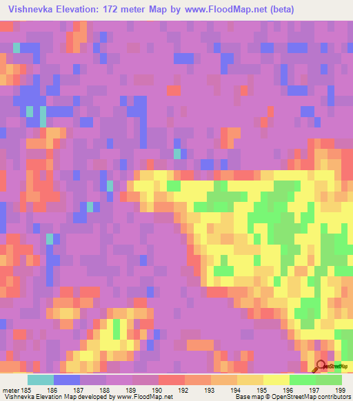 Vishnevka,Russia Elevation Map