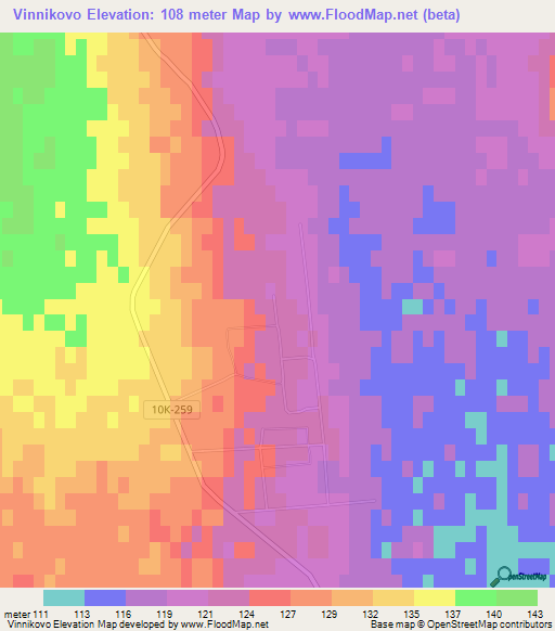 Vinnikovo,Russia Elevation Map