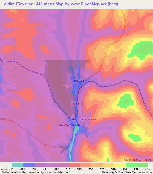 Vidim,Russia Elevation Map