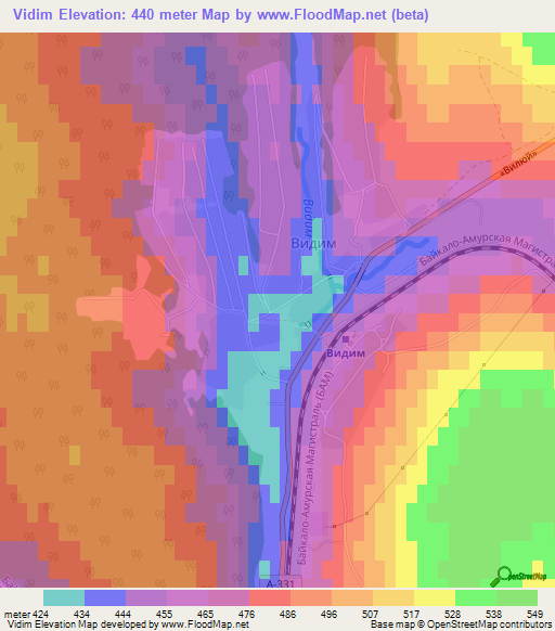 Vidim,Russia Elevation Map