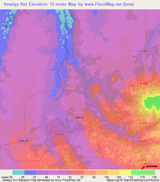 Veselyy Kut,Russia Elevation Map