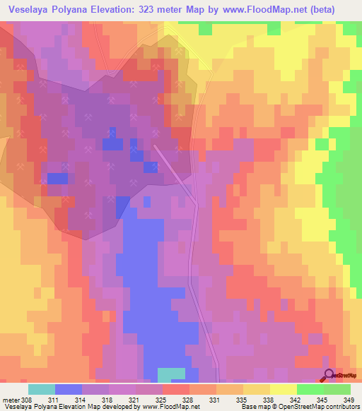 Veselaya Polyana,Russia Elevation Map