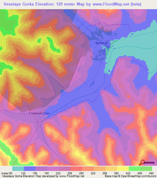 Veselaya Gorka,Russia Elevation Map