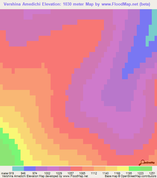 Vershina Amedichi,Russia Elevation Map