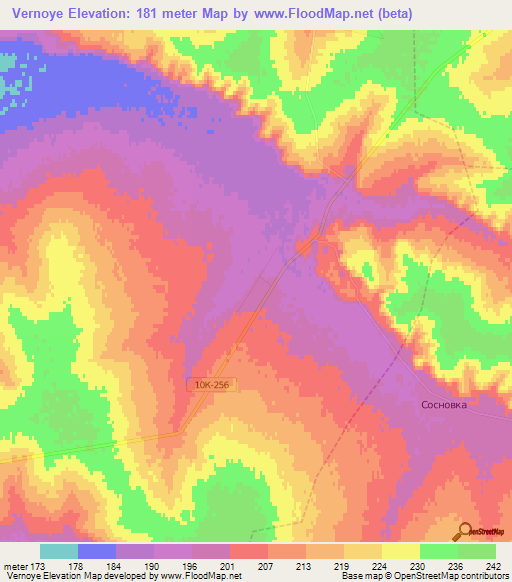 Vernoye,Russia Elevation Map