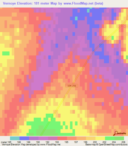 Vernoye,Russia Elevation Map