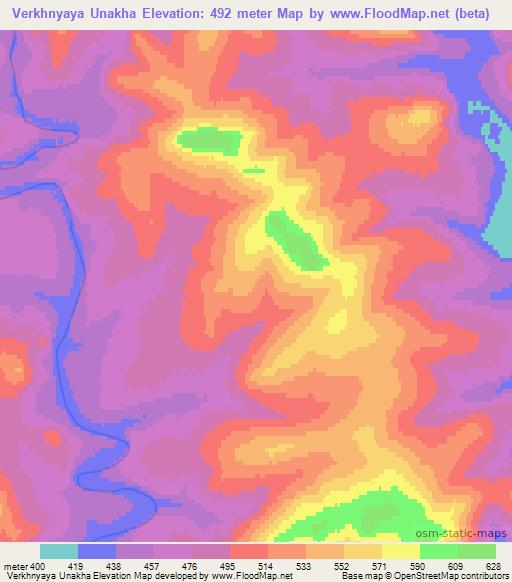 Verkhnyaya Unakha,Russia Elevation Map