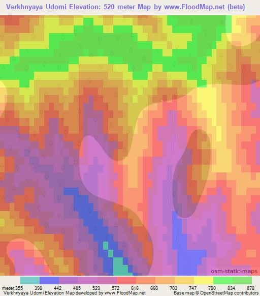 Verkhnyaya Udomi,Russia Elevation Map