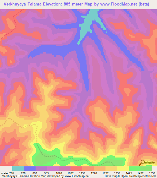 Verkhnyaya Talama,Russia Elevation Map