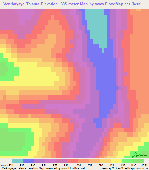 Verkhnyaya Talama,Russia Elevation Map