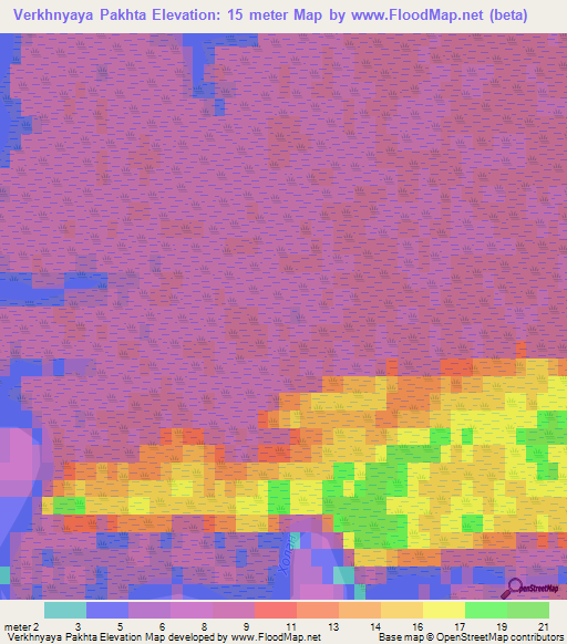 Verkhnyaya Pakhta,Russia Elevation Map