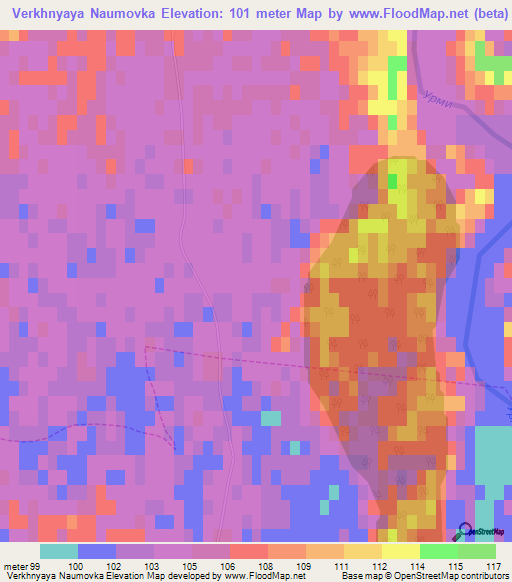 Verkhnyaya Naumovka,Russia Elevation Map