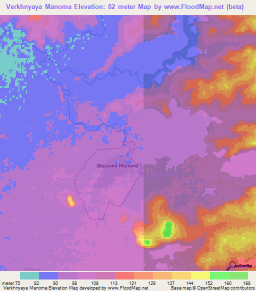 Verkhnyaya Manoma,Russia Elevation Map