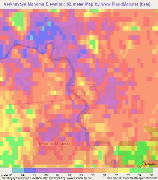 Verkhnyaya Manoma,Russia Elevation Map