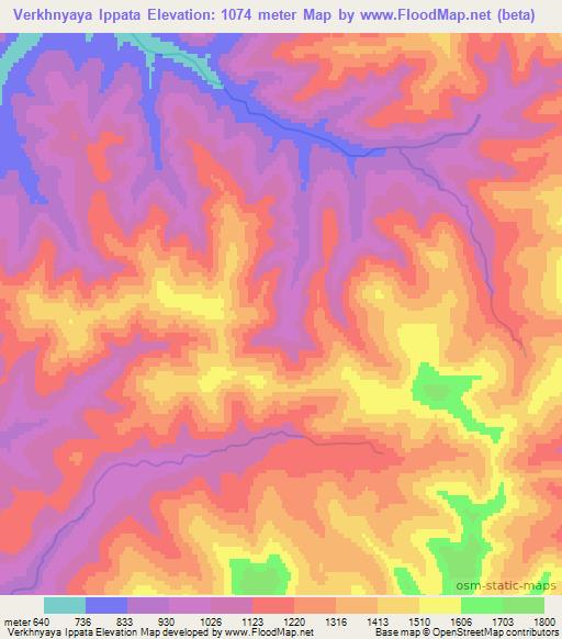 Verkhnyaya Ippata,Russia Elevation Map